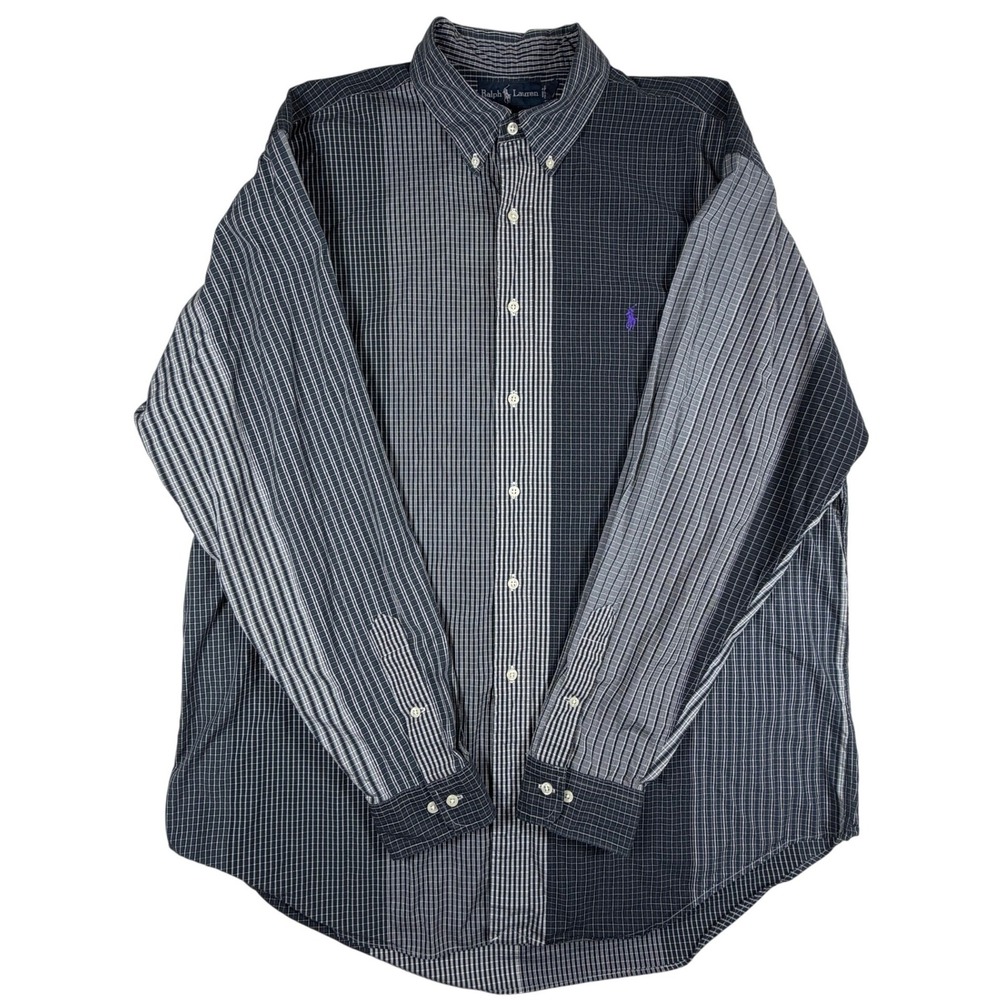 Ralph Lauren Mens 17.5 XL Classic Fit Colorblock Micro Check Button Down Shirt